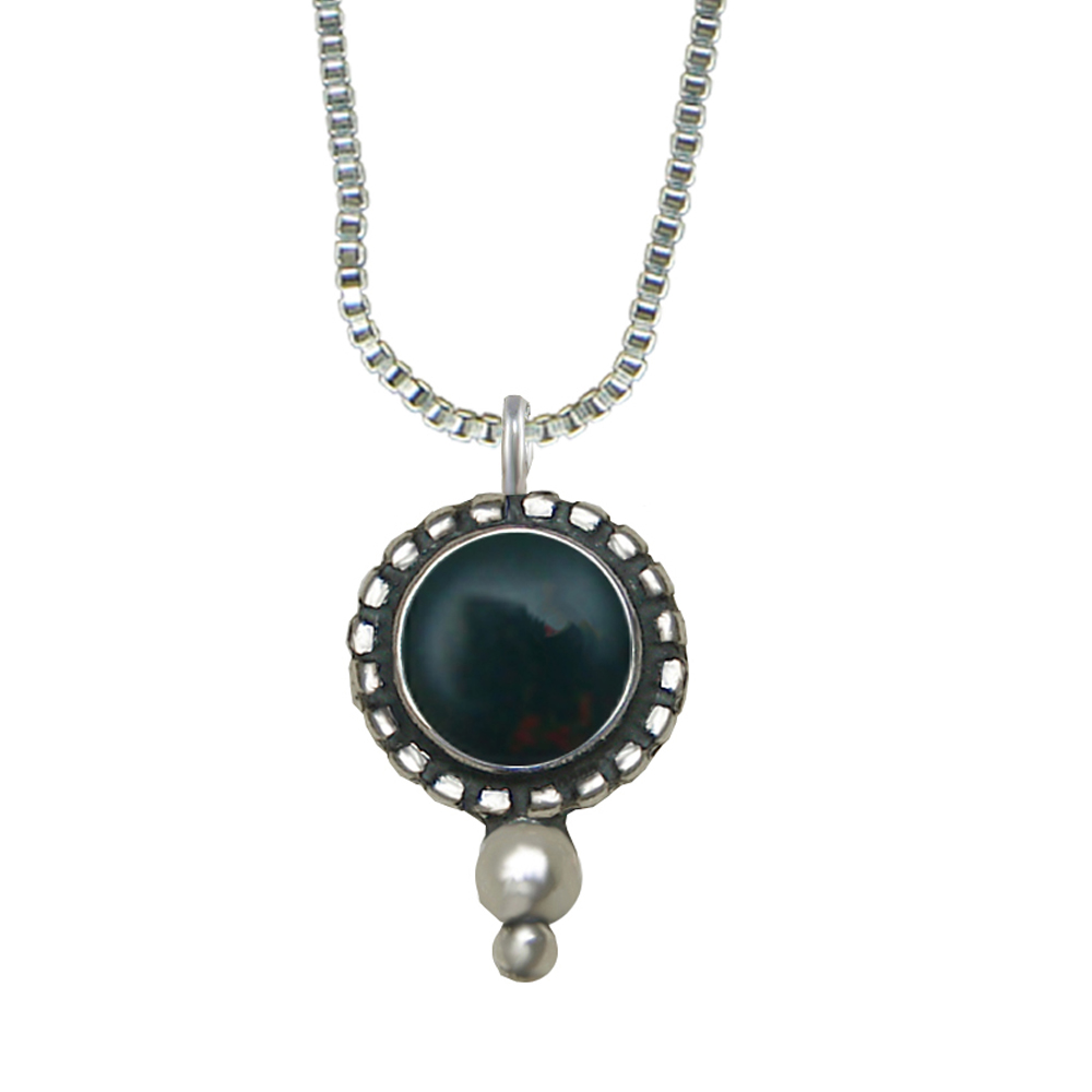 Sterling Silver Little Bloodstone Pendant Necklace